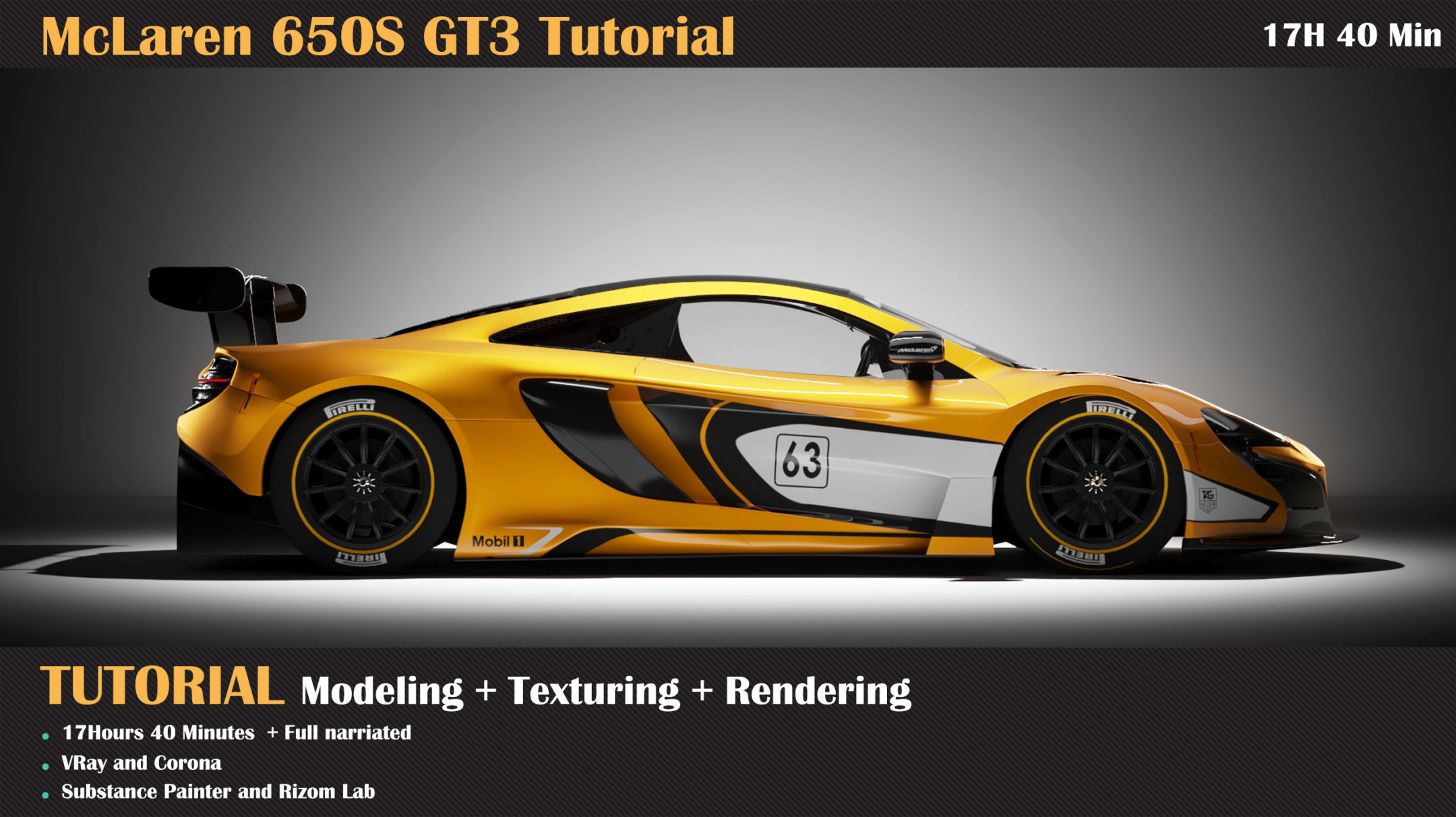 [更新][国语-MILAD_KAMBARI经典]3dsmax2019-Mclaren 650s Gt3汽车教程(建模、纹理、照明)