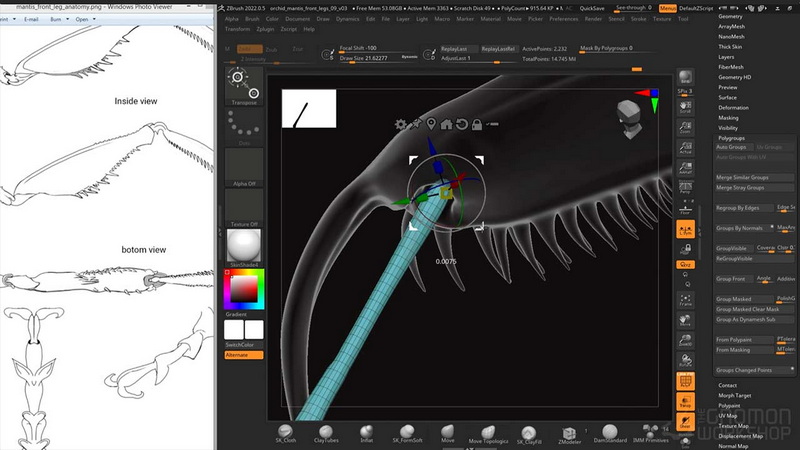 [国语][名家ERIC_KELLER]使用ZBRUSH和MARMOSET进行生物建模