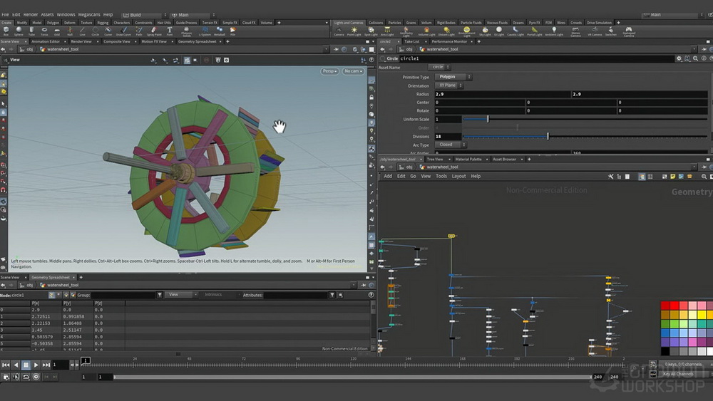 [gnomon学院-DAVID SILBERBAUER-国语]houdini19.5创建程序化水车模拟