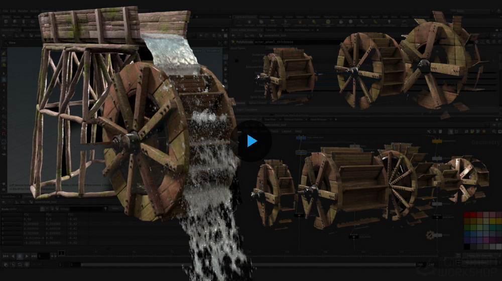 [gnomon学院-DAVID SILBERBAUER-国语]houdini19.5创建程序化水车模拟