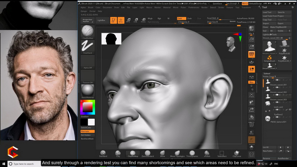 [S.Pahlevani-无声]zbrush2020+maya写实Vincent Cassel肖像教程