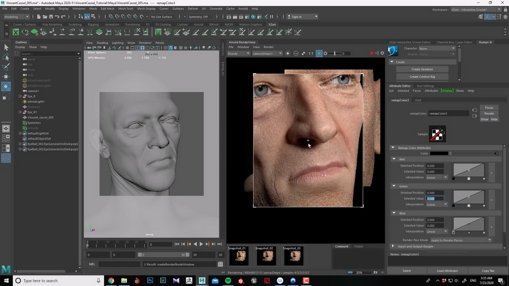 [S.Pahlevani-无声]zbrush2020+maya写实Vincent Cassel肖像教程