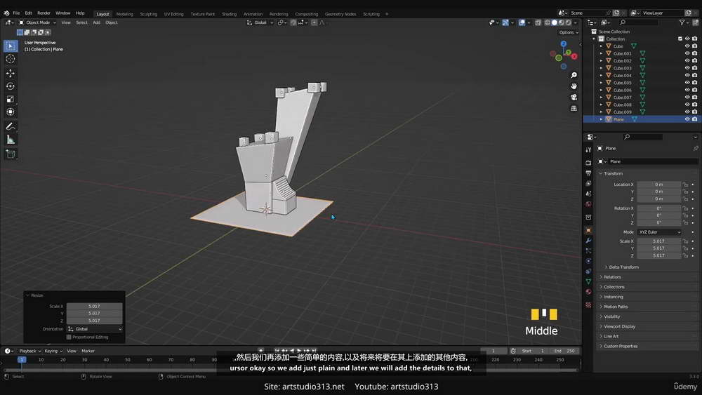 [ART STUDIO313学院-国语]blender3.3风格化游戏城堡-建模篇