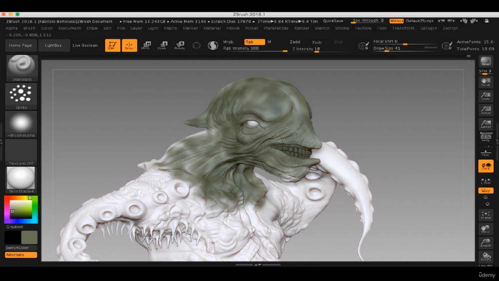 [3dmotive学院-国语]ZBrush2018和Keyshot设计电影级Fish Bust