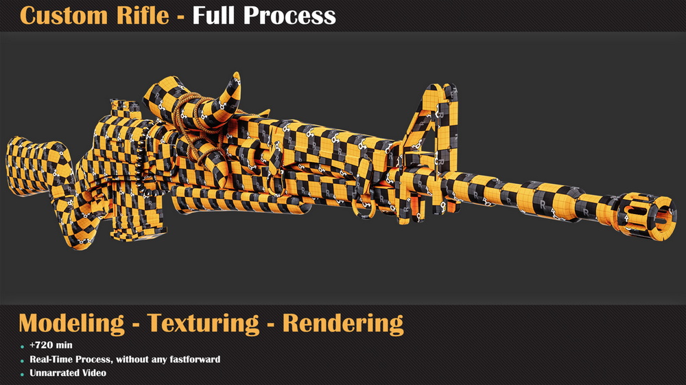 [名家系列-M.KAMBARI-无解说]blender3.3+RizomUV+substance定制步枪制作指南：从建模到渲染