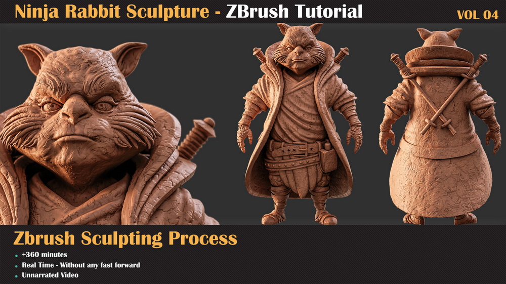 [名家系列-M.Kambari-无解说]ZBrush雕刻系列课程第4卷：忍者兔