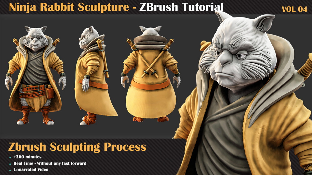 [名家系列-M.Kambari-无解说]ZBrush雕刻系列课程第4卷：忍者兔